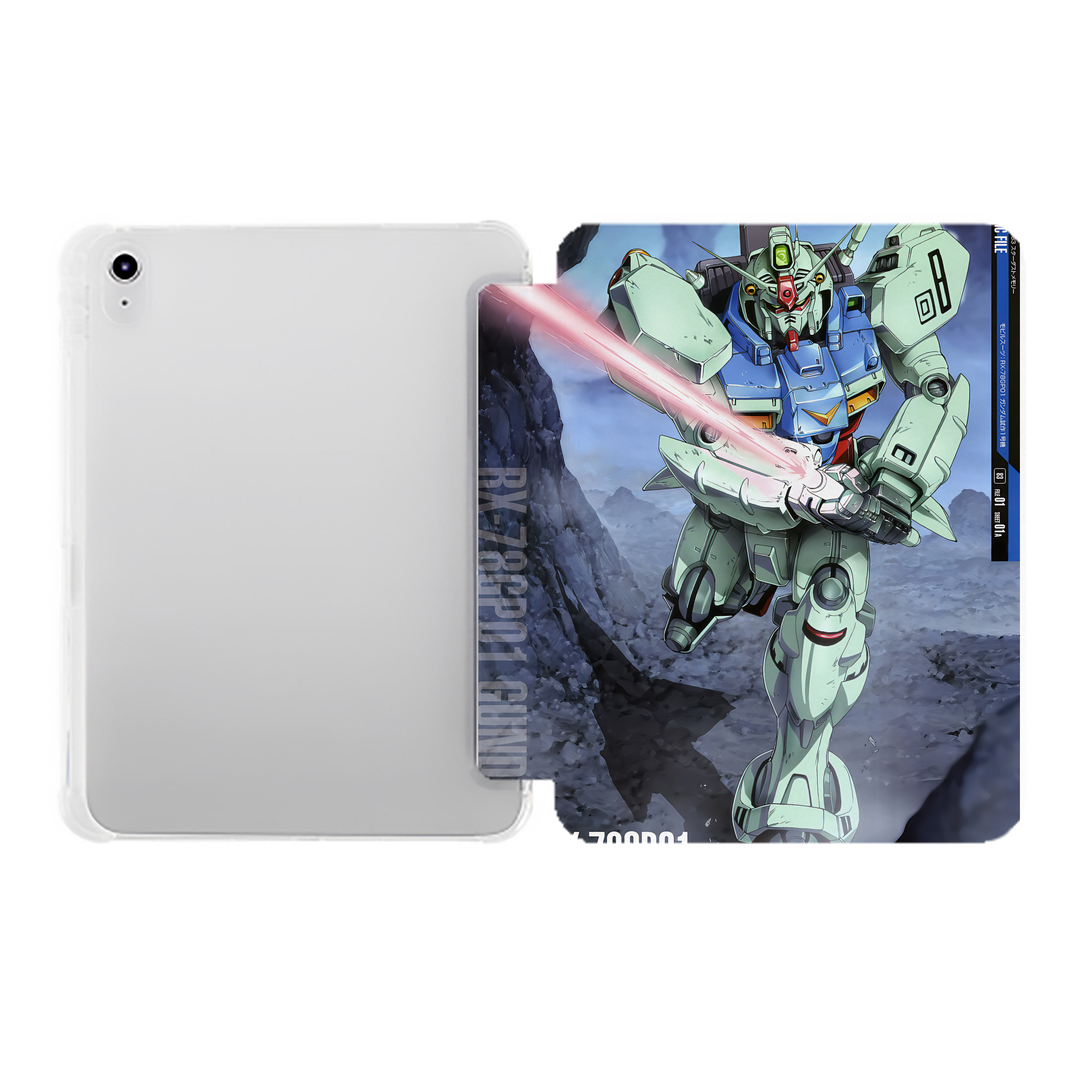 （画像用） 機動戦士ガンダム Mobile Suit Gundam IPad ケース ペン収納付き 三つ折りスタンド PUレザー×シリコン 対応機種9.5/10.5/10.9インチ